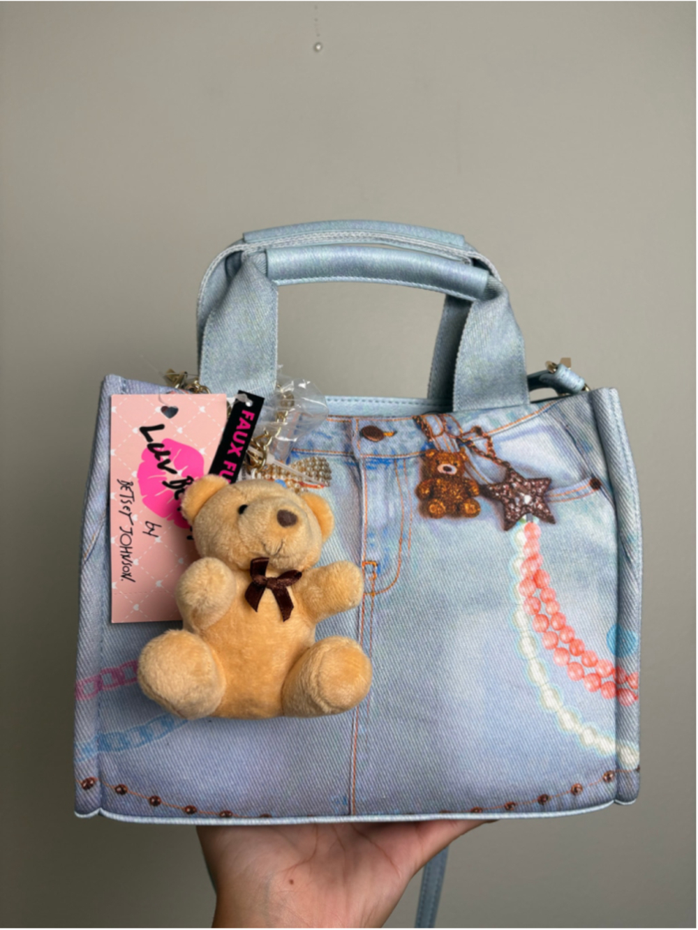 Betsey Johnson Denim Tote Bag One Size Blue Brown